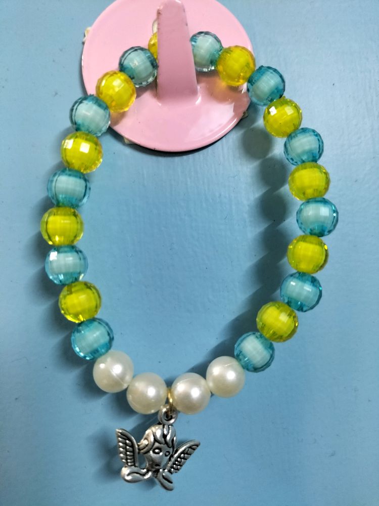 Handmade Blue And Yellow Beads Bracelet