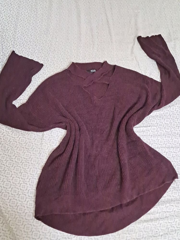 Burgundy Criss Cross Chunky Sweater