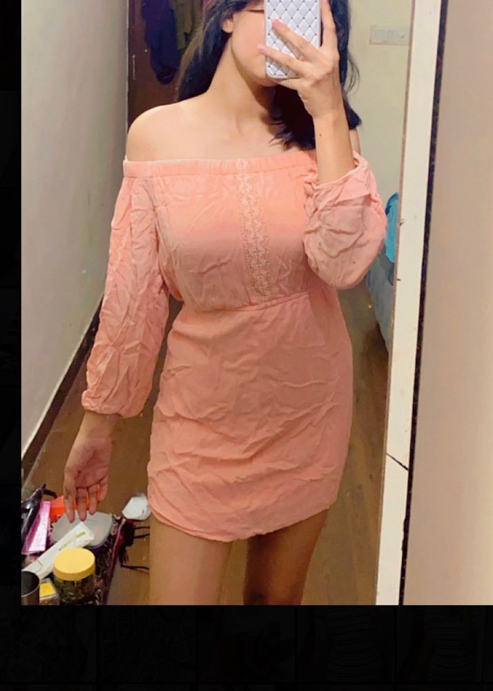 Cute Peach Mini Dress