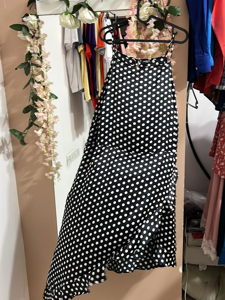 Beautiful Satin Polka Dress Brand New