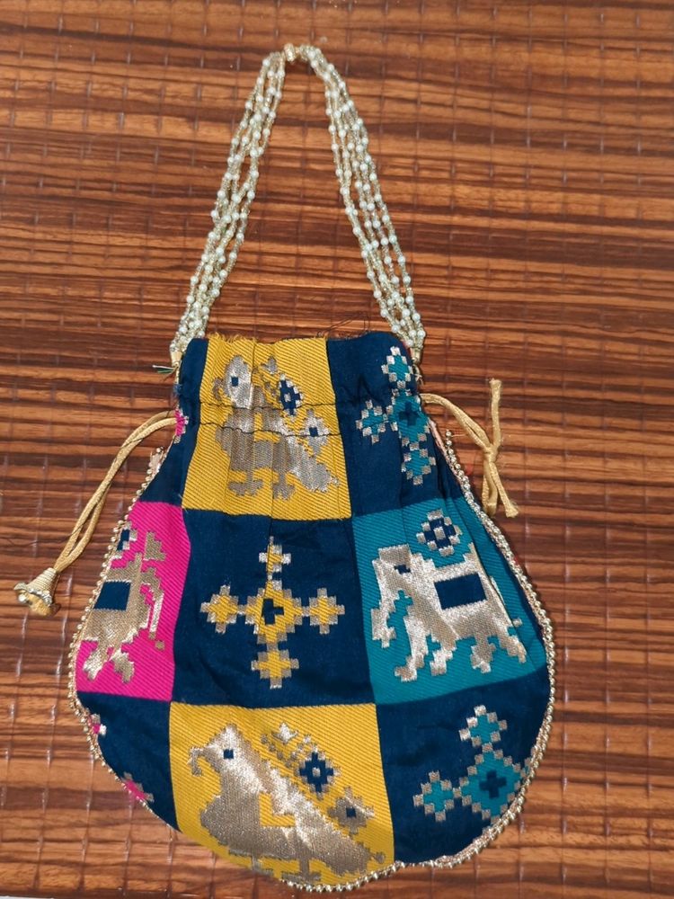 Beaded Handle Potli Bag