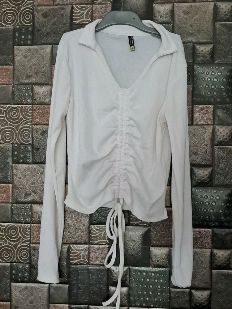 TOKYO TALKIES WHITE STYLISH FITTED TOP