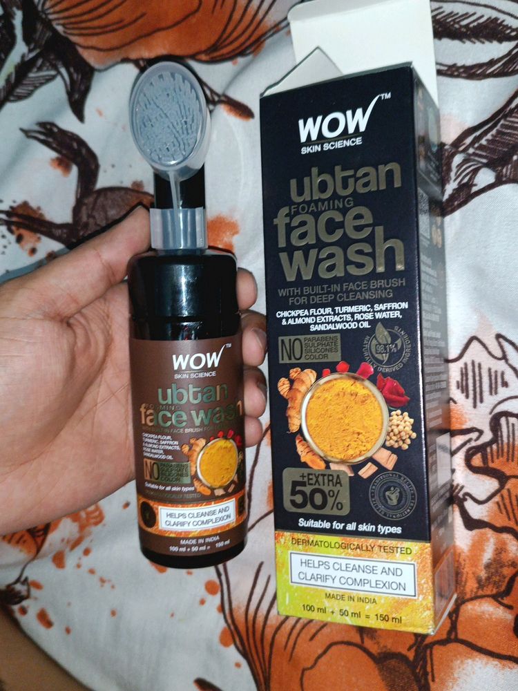 Wow Ubtan Foaming Face Wash With Brush New