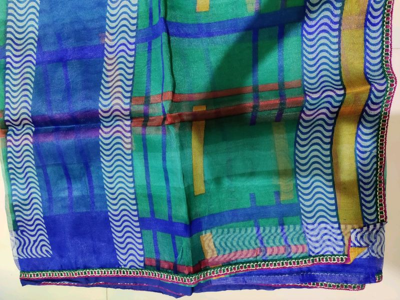 Blue Green Lightweight Saree