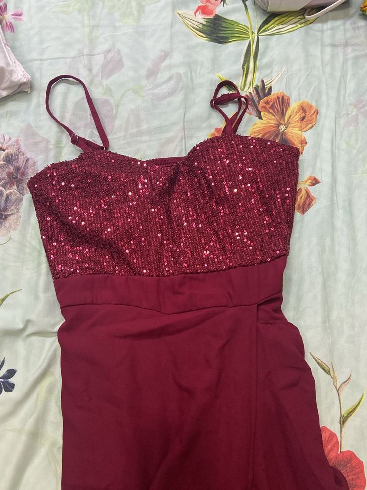 Burgundy Sequinned Dress