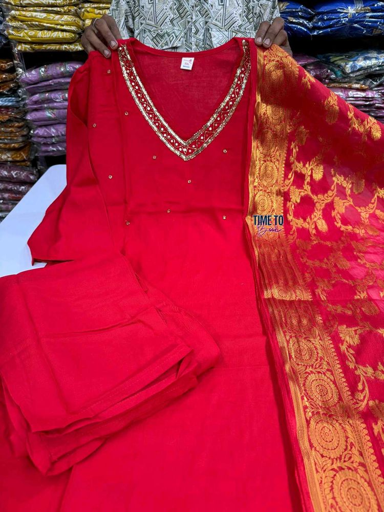 Red Kurta Pant & Dupatta Set🎉