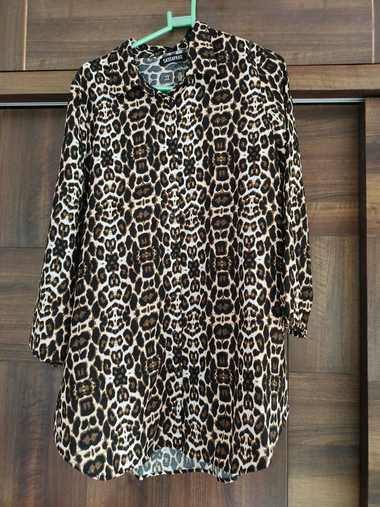 Animal  Print Shirt Dress