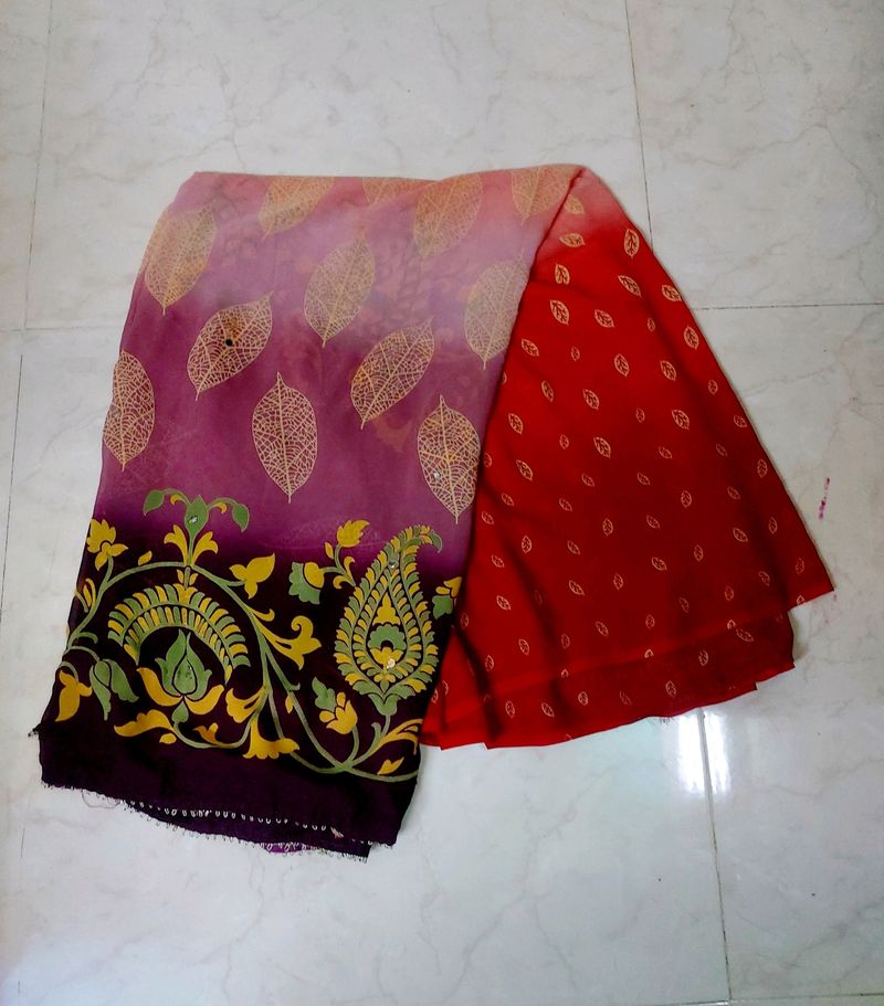 Beautiful Red Orange Saree For Sale