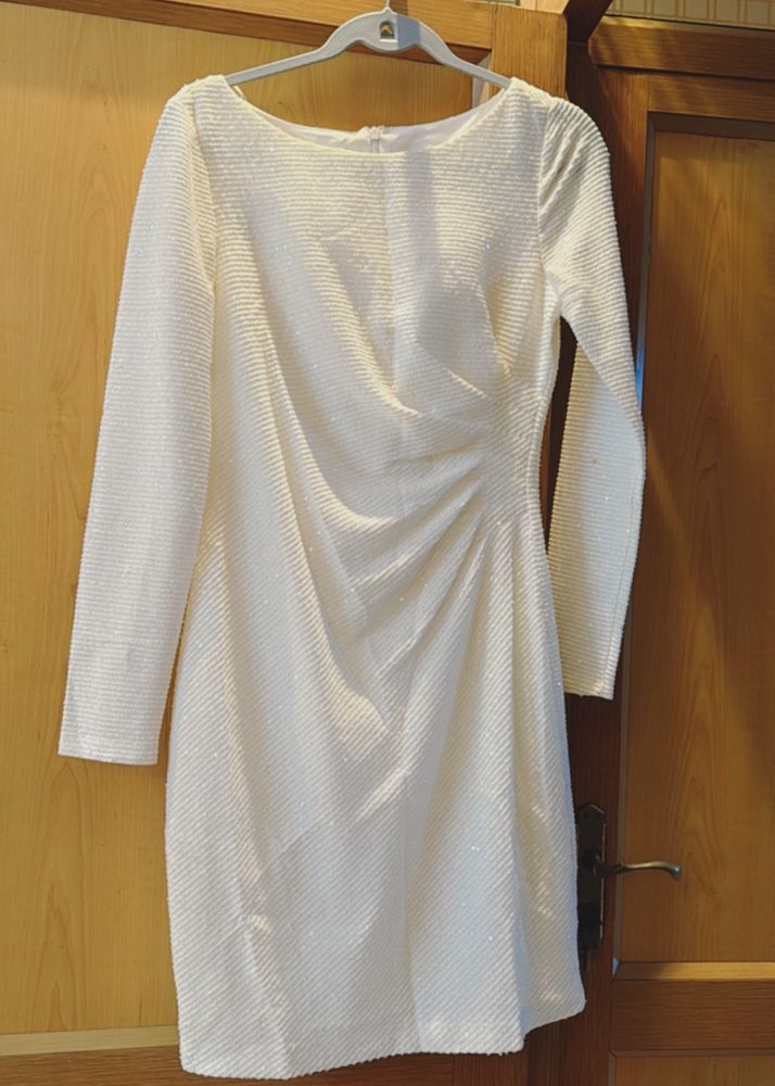 Full Sleeve Sequence White Dress