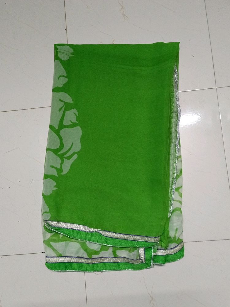 Green Saree No Blouse