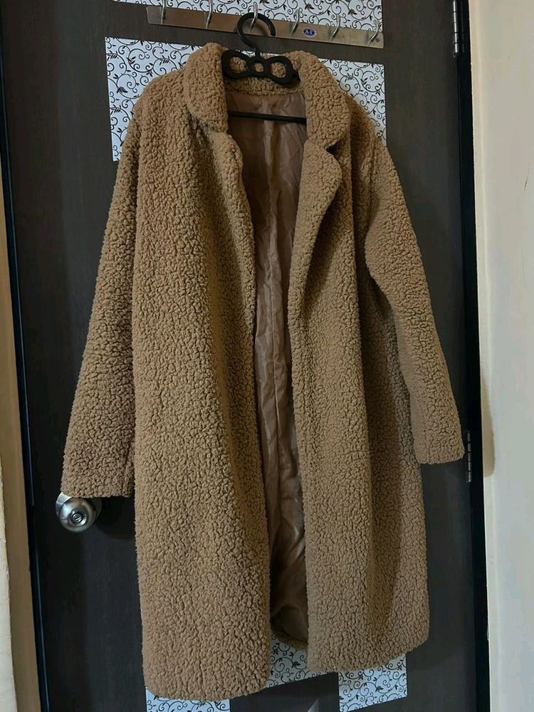 URBANIC Beige Teddy Long Coat