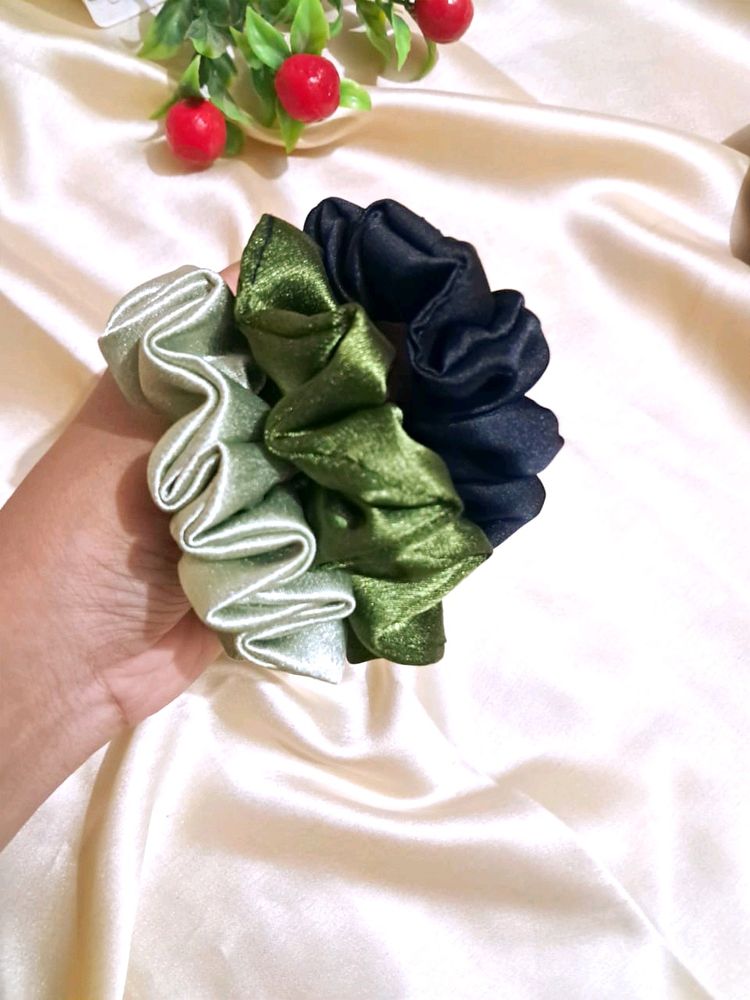 Premium Satin Scrunchies 3 Pcs