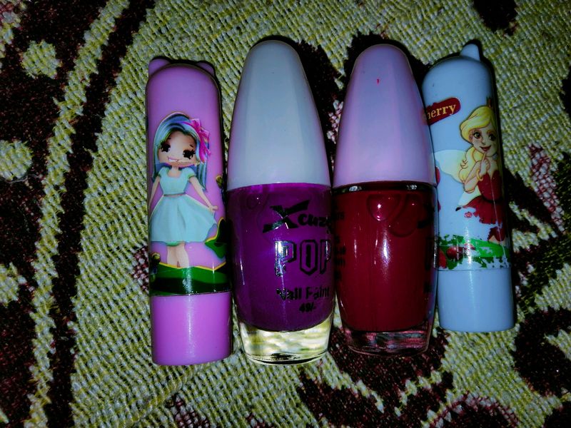 Combo Of 2 Nail Polish And Lip Gloss