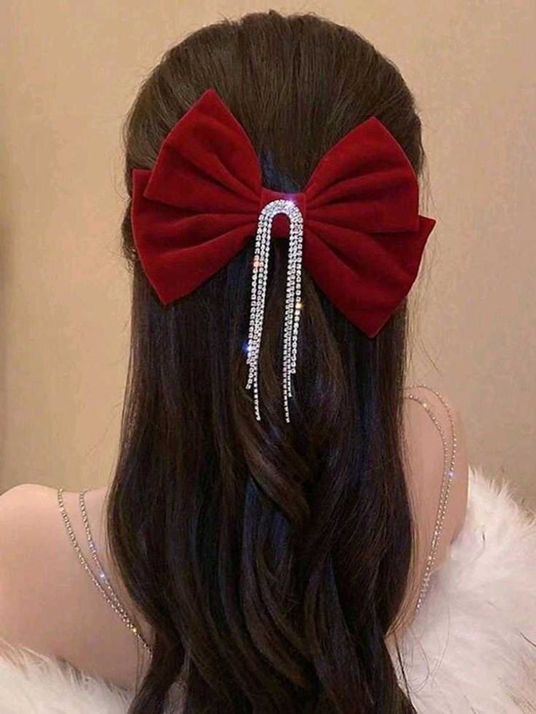 Velvet Rhinstone Bow