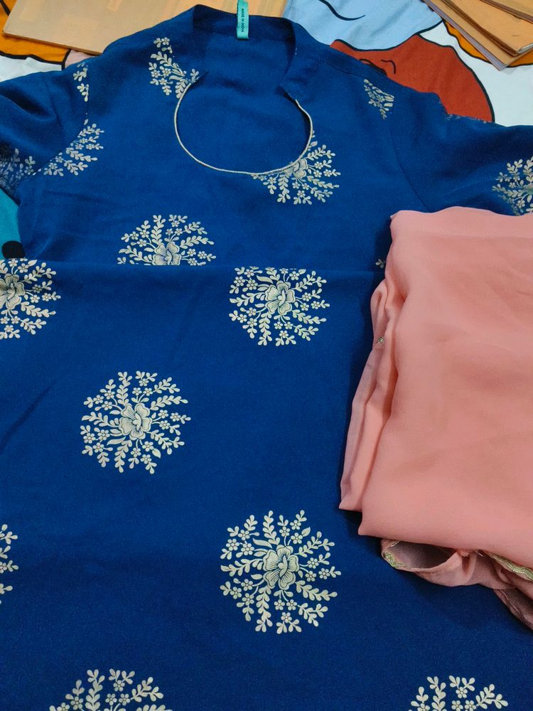 Blue Peach Kurta Set