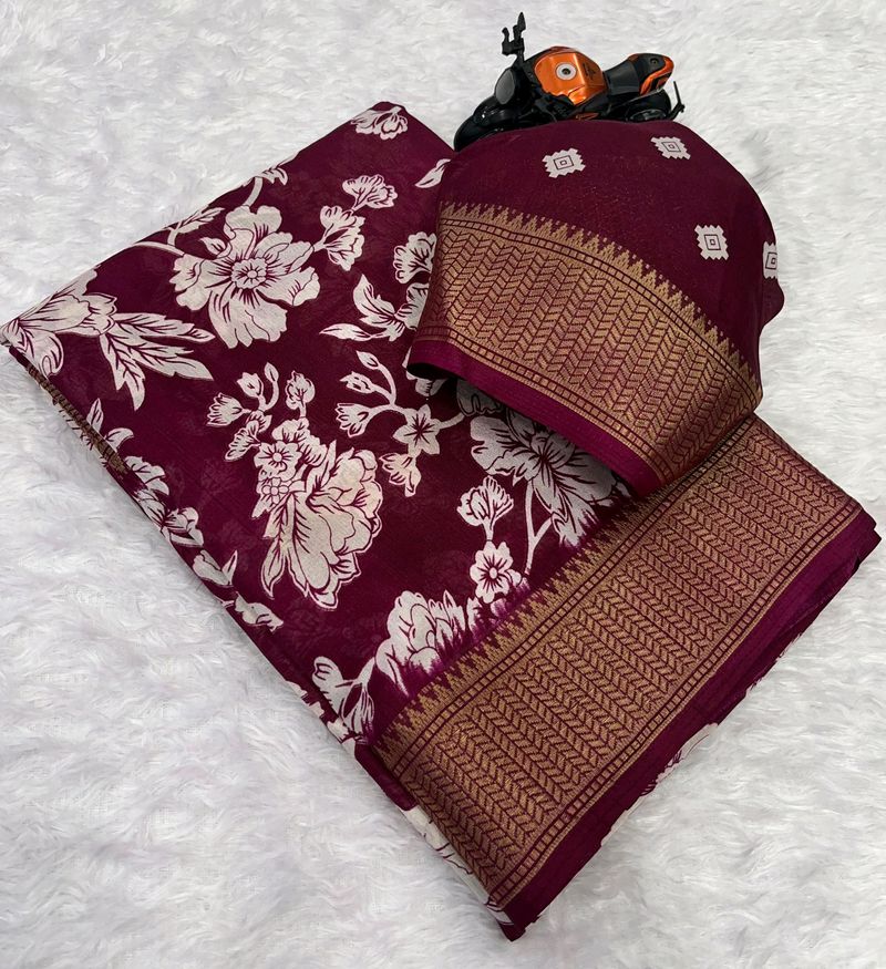 Crepe Saree Maroon Colour