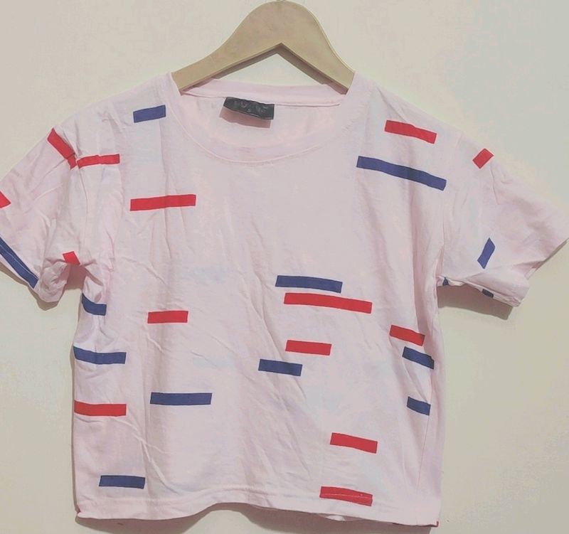 Light Pink Crop T-shirt For Girl Or Woman 30 Bust