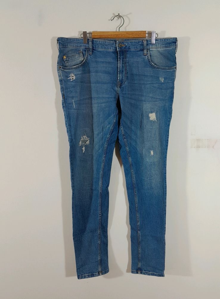 Mid Blue Ripped Jeans (Men's)