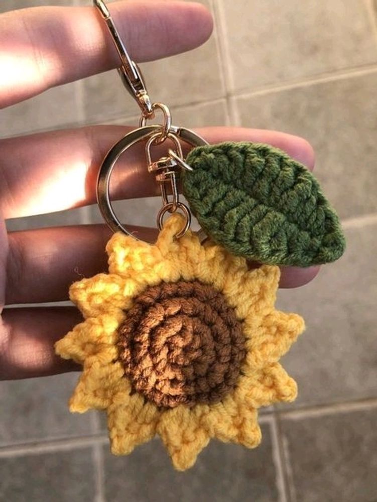 Crochet sunflower keychain