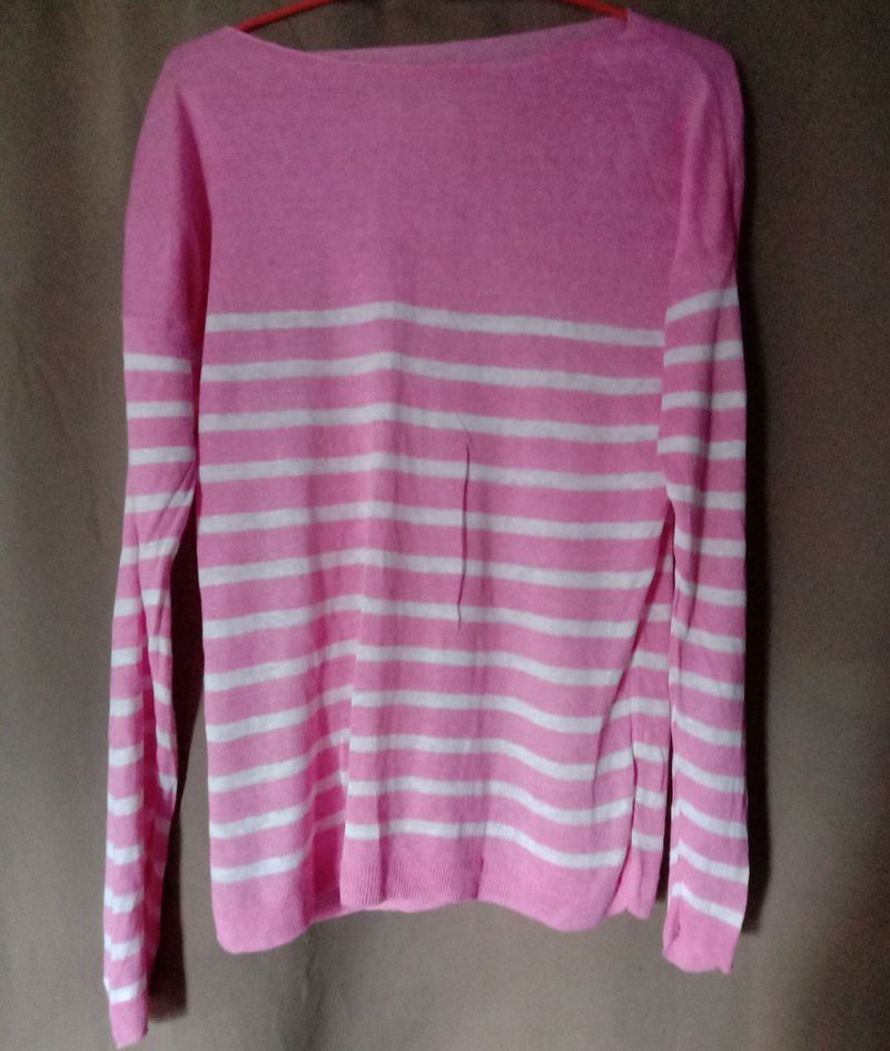 Pink  N White Strip Sweater