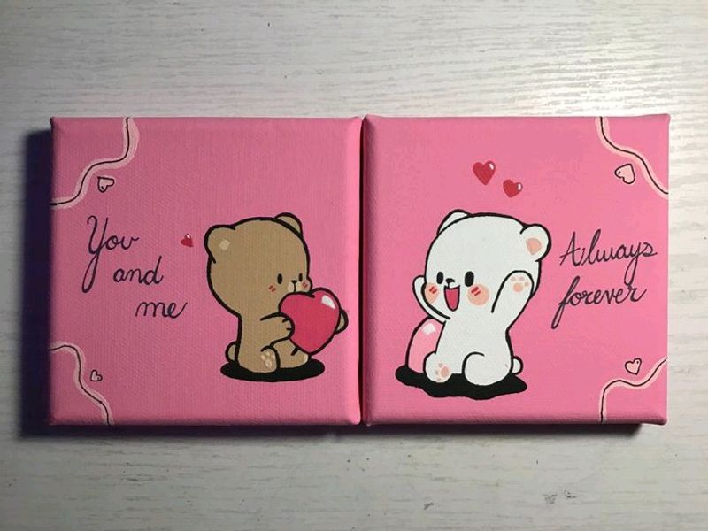 Set Of 2 Mini Canvas Couple Painting4