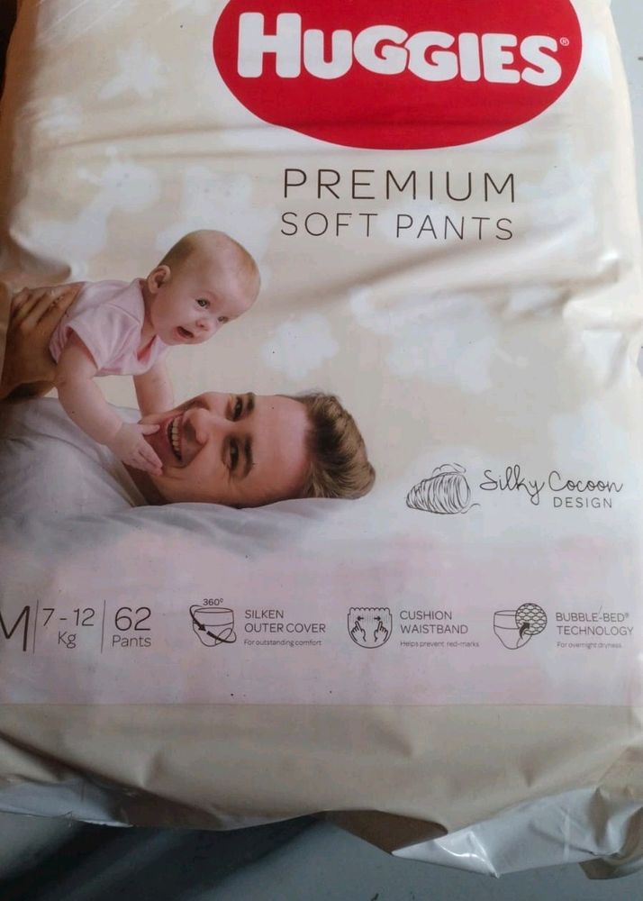 New HUGGIES M Size Premium Soft Pants 186 Pc