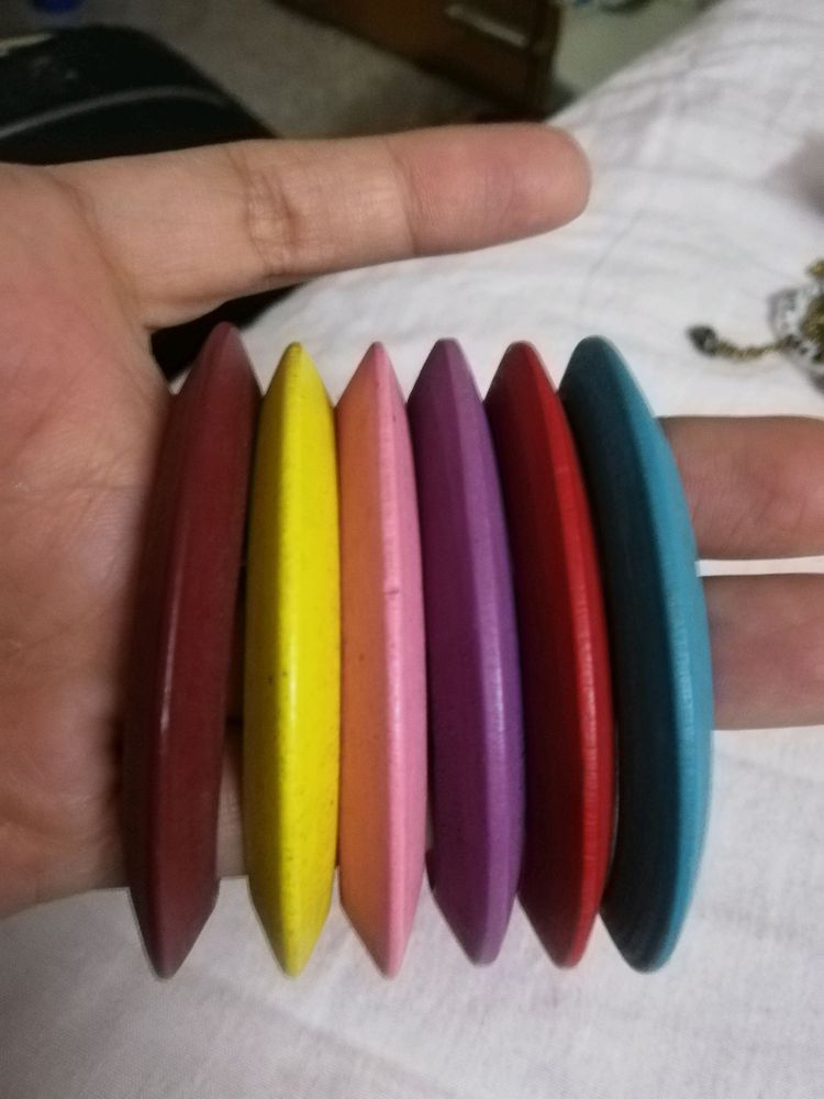 Set of 6 Colorful Wooden bangles