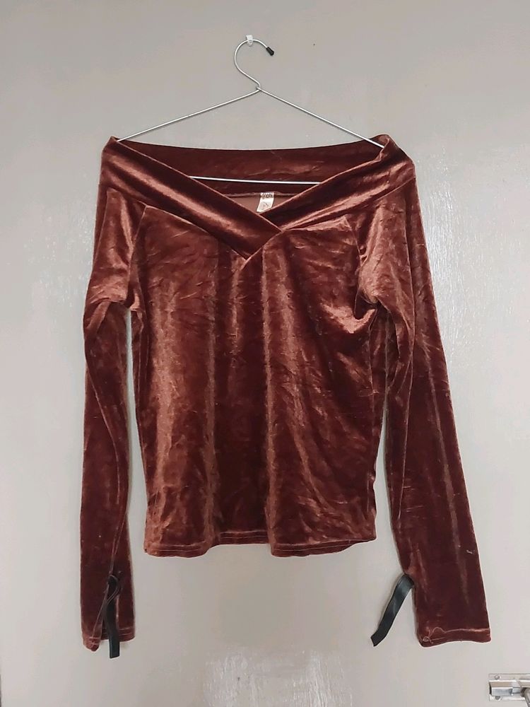 Velvet Off  Shoulder Top