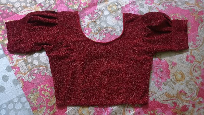 Shimmer Red Puff Blouse