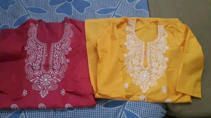 🛍️🌺Combo Of 2 Cotton Embroidery Kurta🛍️🌺