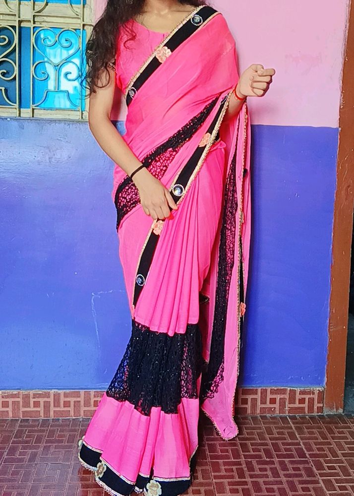 Pink 🩷 Colour Saree 😍