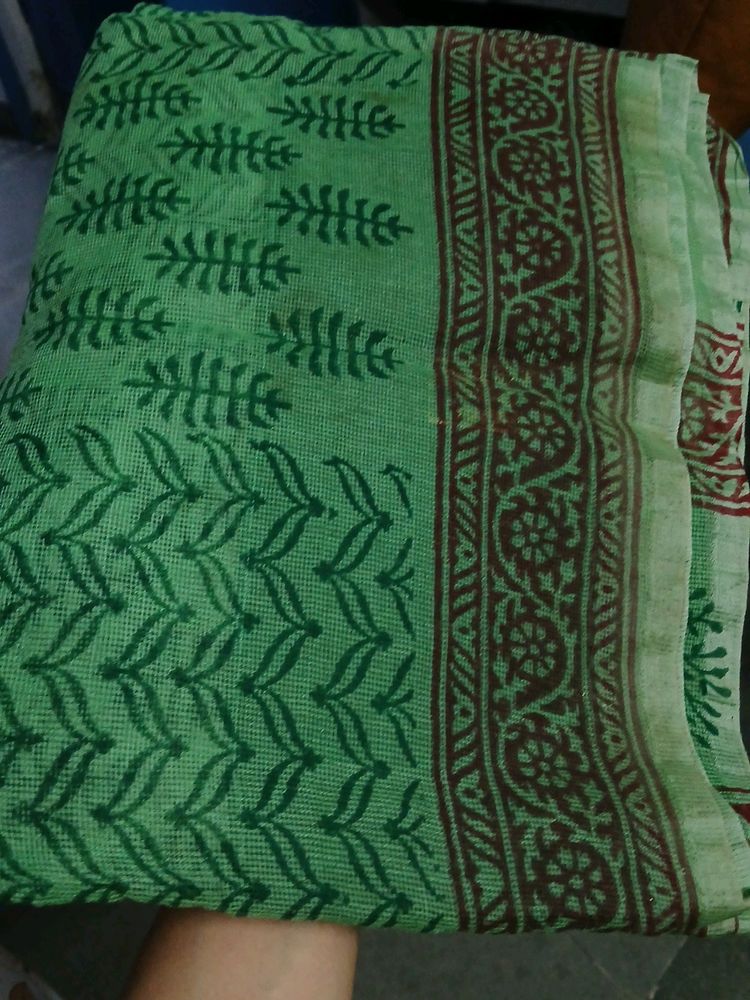 Green Printed Kota Doriya Saree