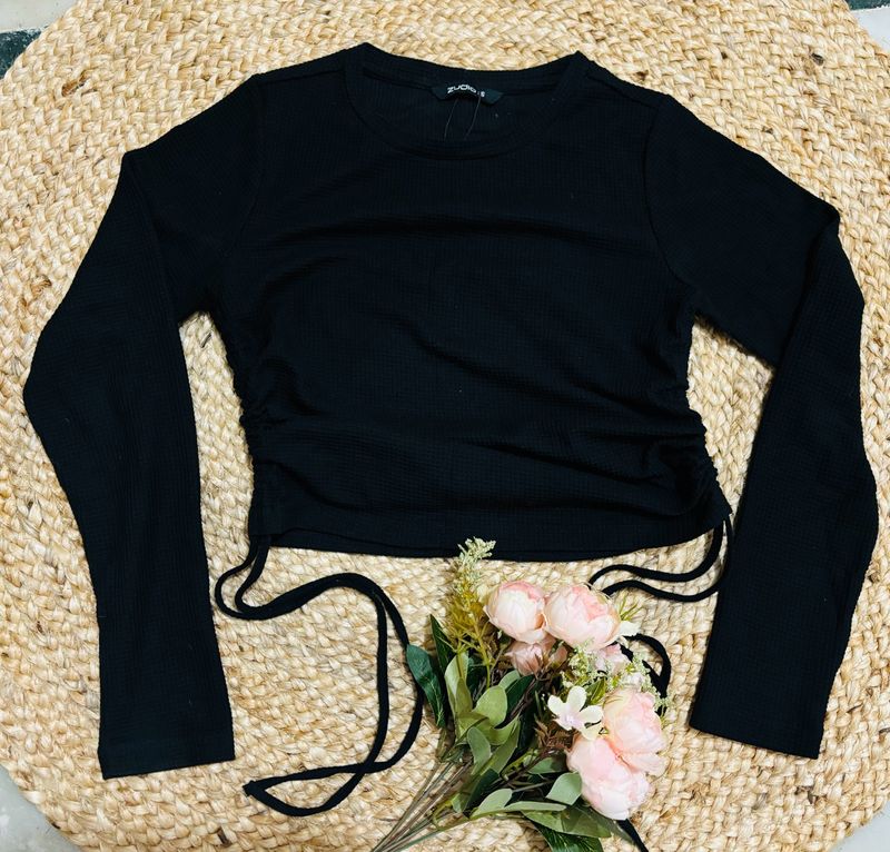 Crop  Full Sleeve Black Top