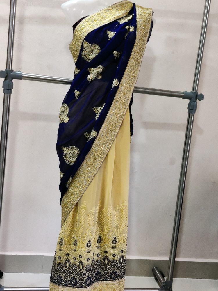 Full Ambroidary Stone Work Saree