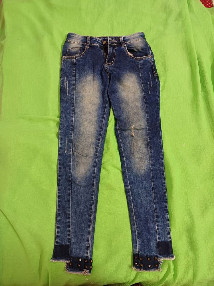 Waist 24 In Low rise Jean (Minor  Stain  Present  On 3rd Uploaded  Photo )