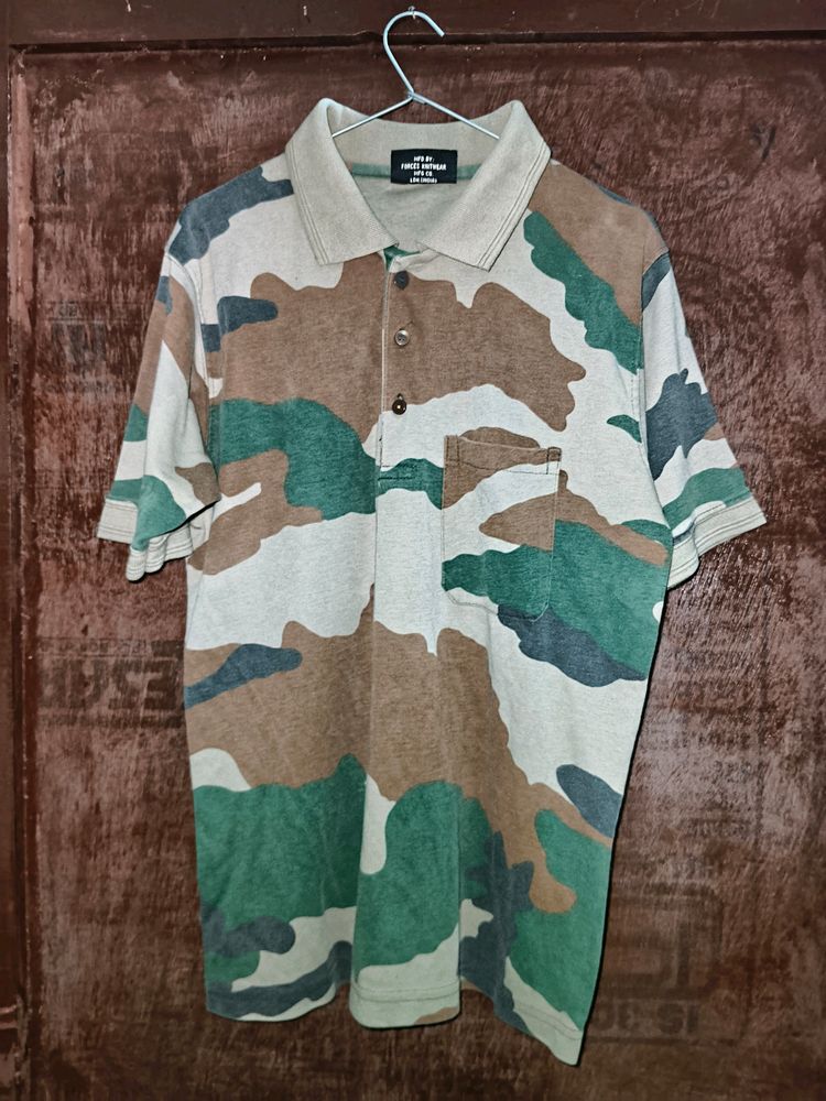 Polo Neck T-shirt Army Pattern(Men)