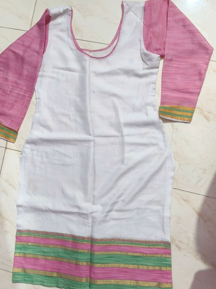 Kirta White Nd Pink Green