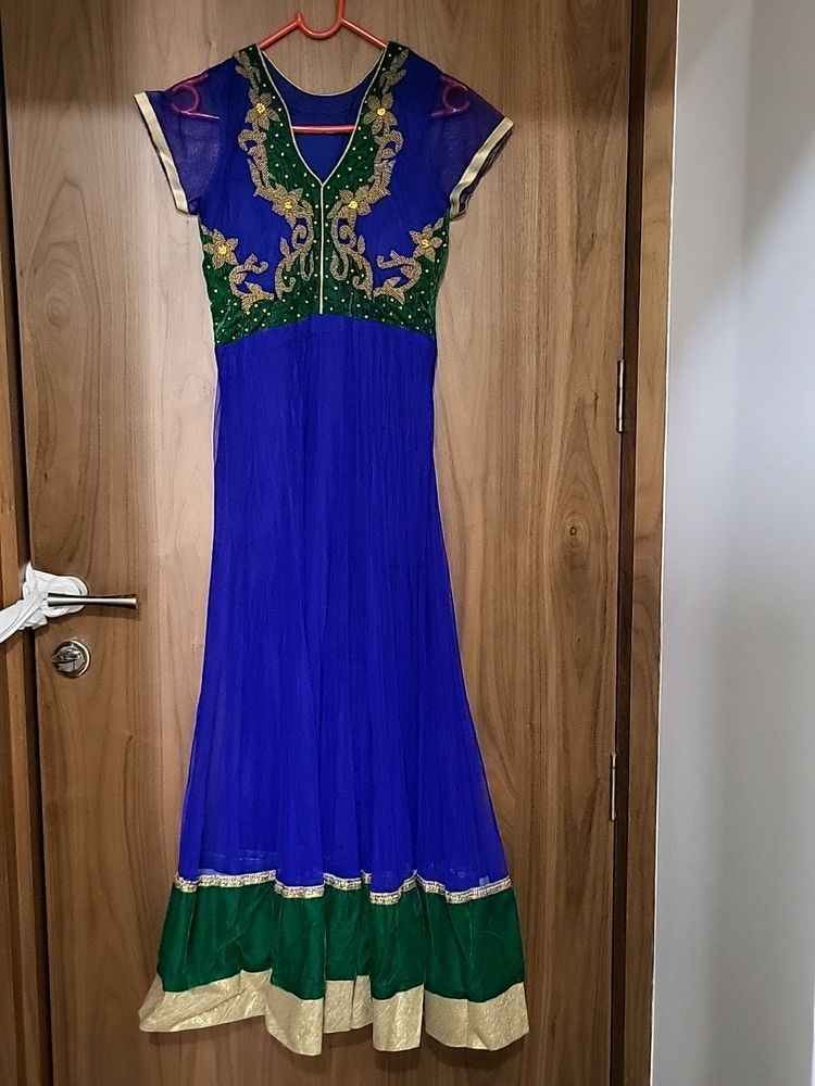 Blue N Dark Green Anarkali Dress