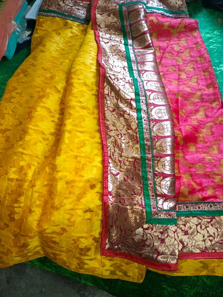 Red And Yellow This Beautiful😍 Kotta Silk Saare