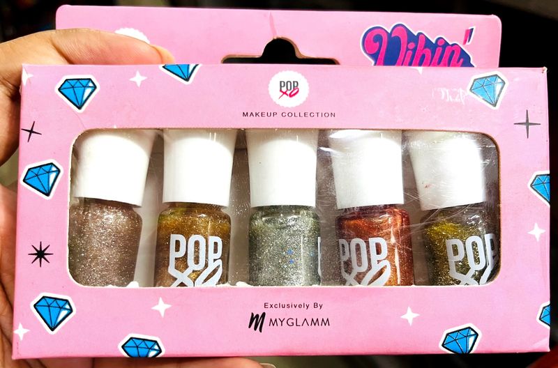 MY Glam PopXo 5pcs shimmery nail paint set