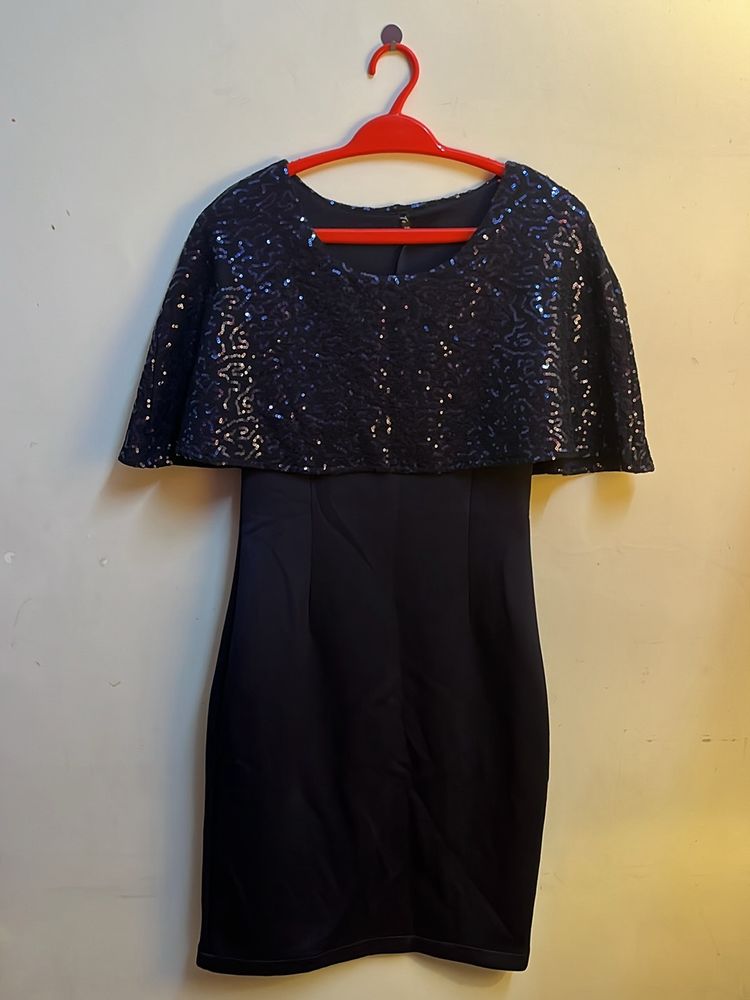 Blue Bodycon Party Dress With Sequins