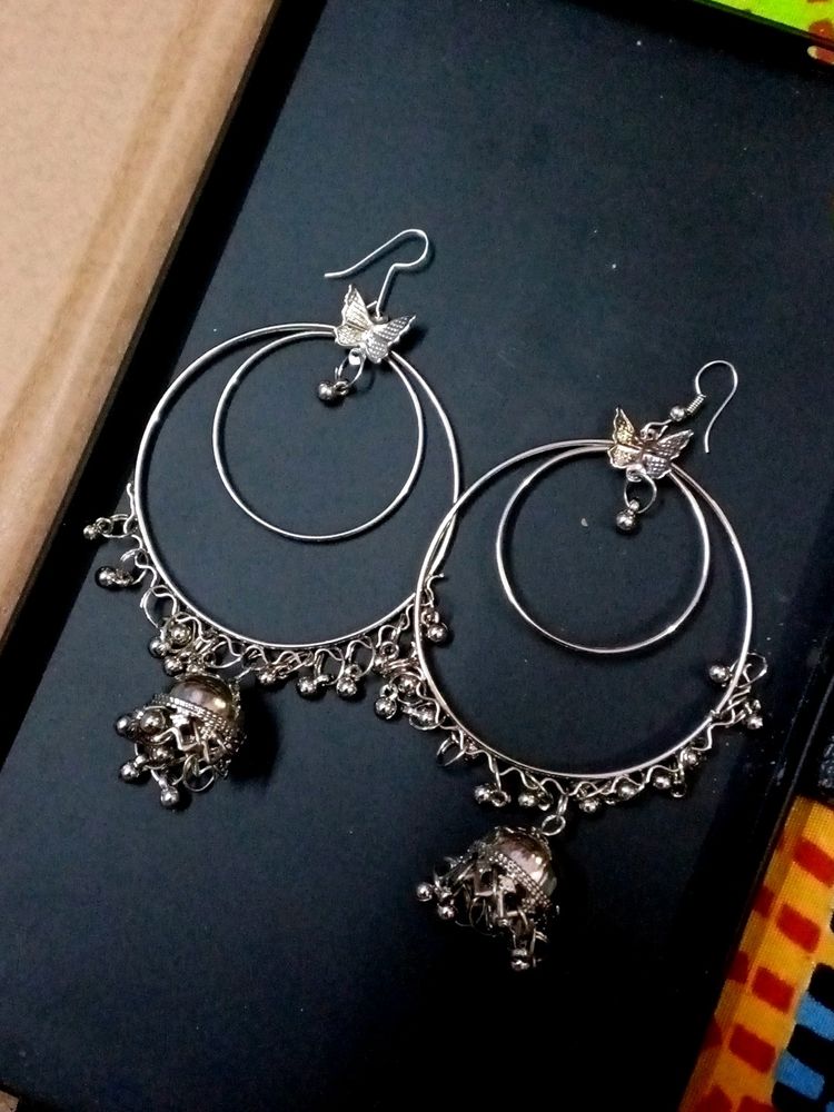 Silver Jhumki Earrings