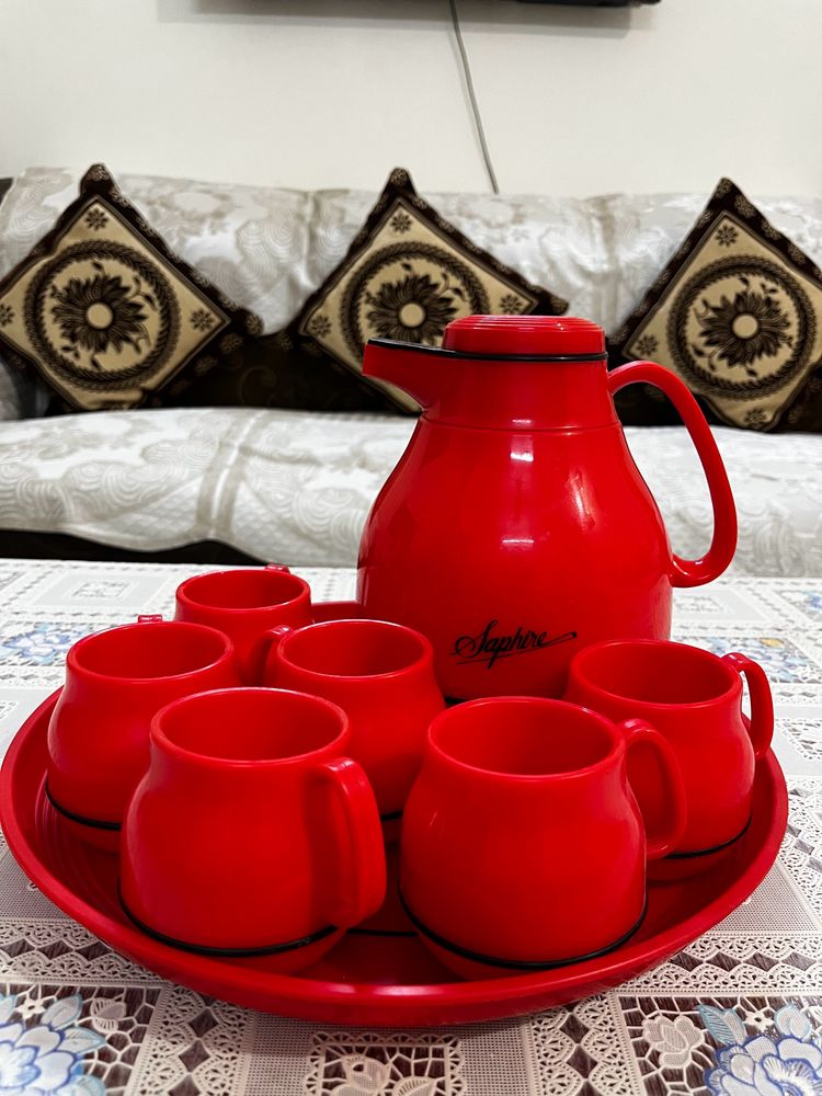 6pcs -TEA CUP SET WITH THERMOS TRAY❤️