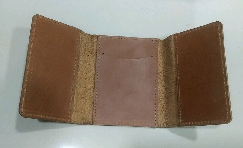 genuine leather 3 fold wallet