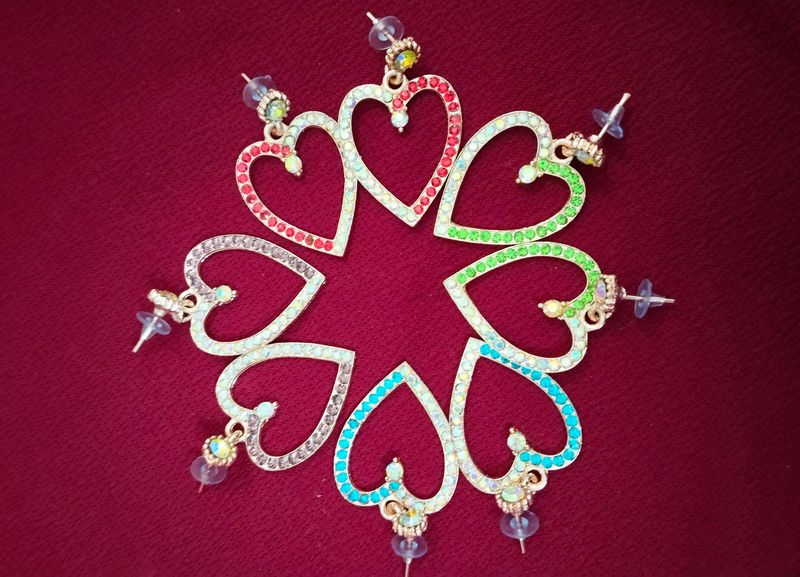 4 Pair Of Heart Shaped Earings.