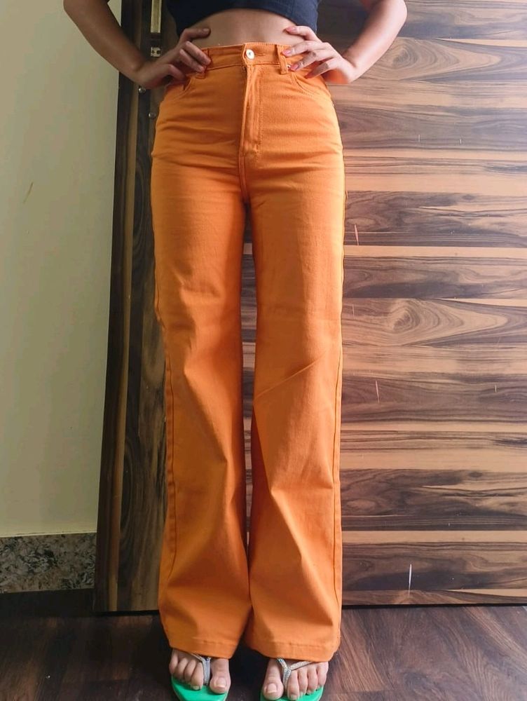 Orange Pinterest Straight Fit Pants