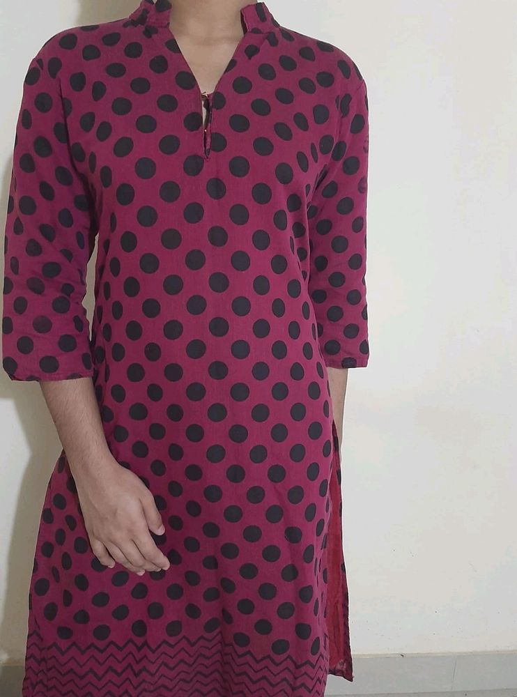 Purple & Black Printed Kurti Top