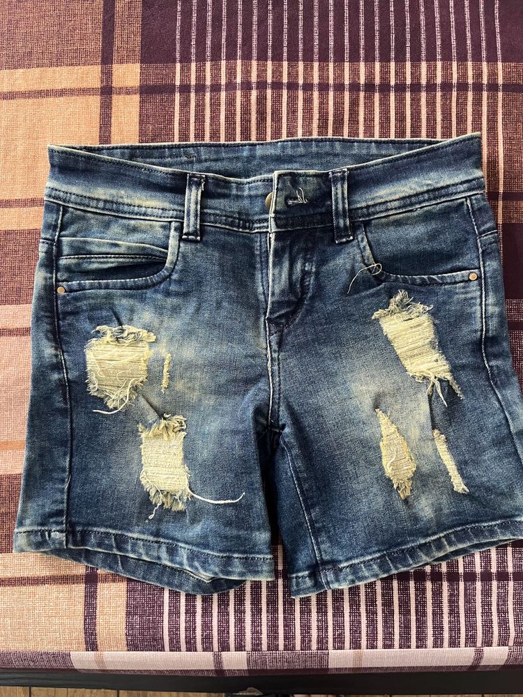 Blue Denim Shorts For Women