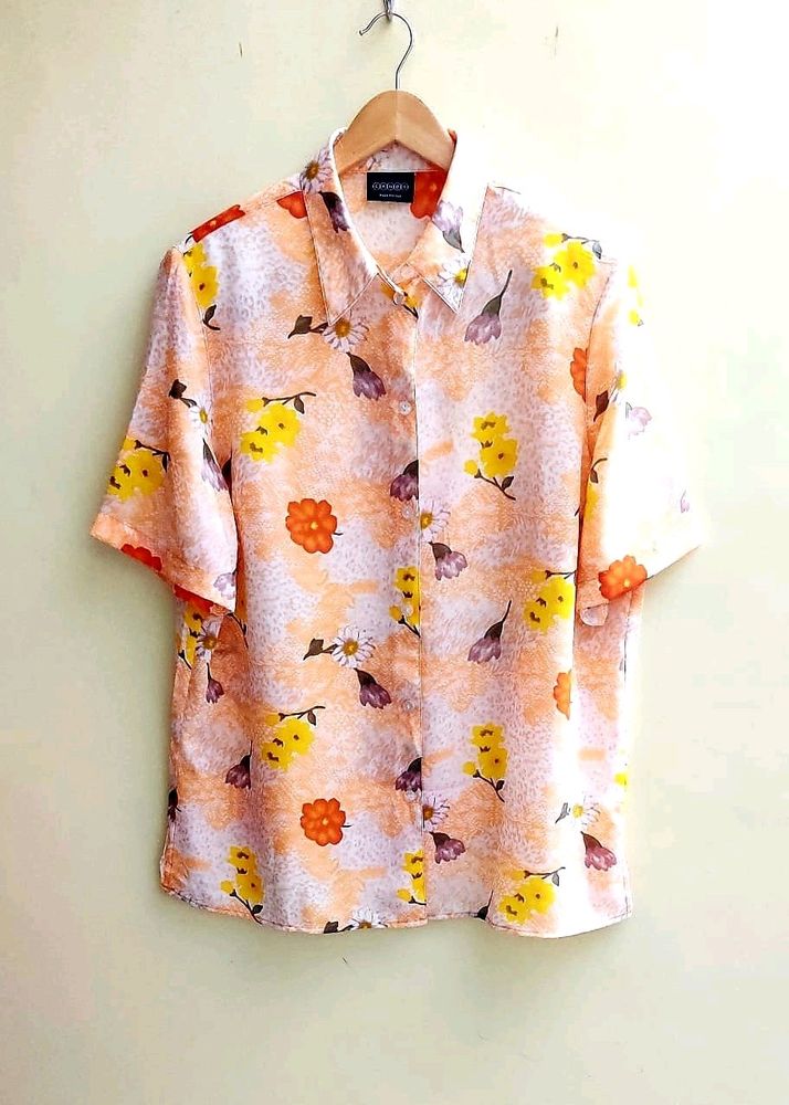 Light Orange Printed Shirt Size-44-46