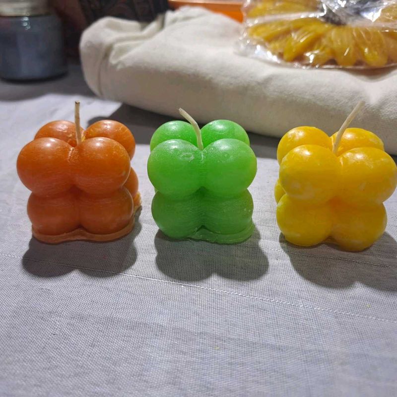 3 Mini Single Color Bubble Candel